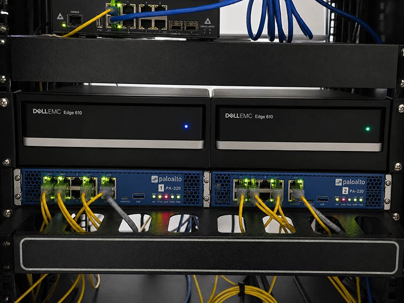 SD-WAN edge appliances and redundant firewalls deployed in branch rack in Brazil